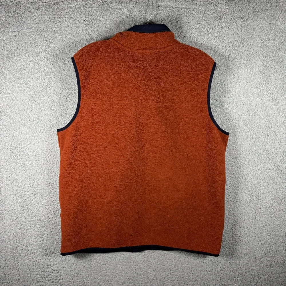 The North Face Mens Full Zip Fleece Vest Large Burnt Orange Navy Blue Outdoors